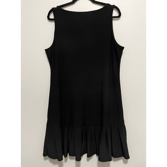 WHBM Embroidered Neckline Pleated Hem V-Neck Black Tank Dress Size 1X - Picture 4 of 12
